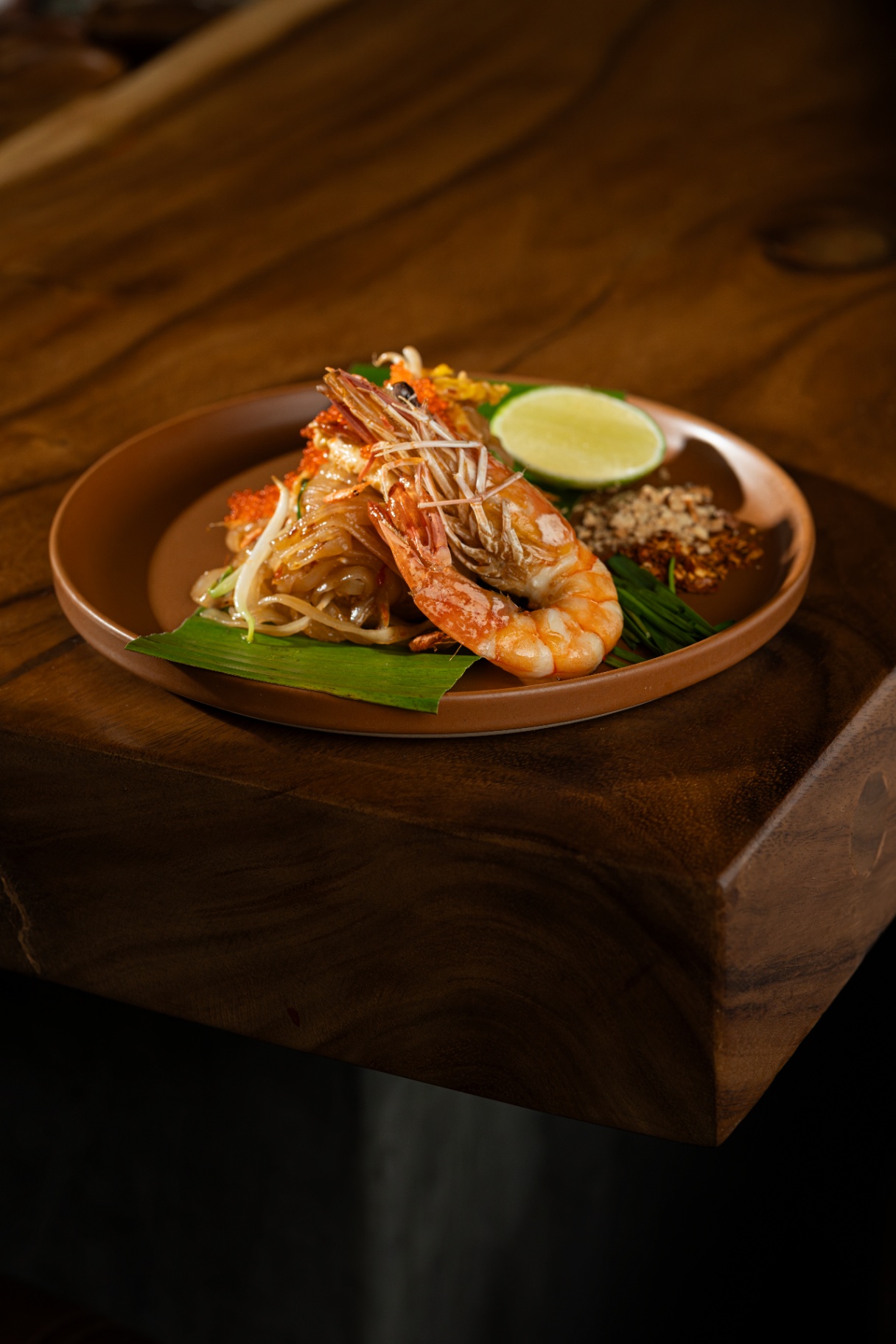 Pad Thai with tiger prawns and tobiko at Khaosan Tapas Bar