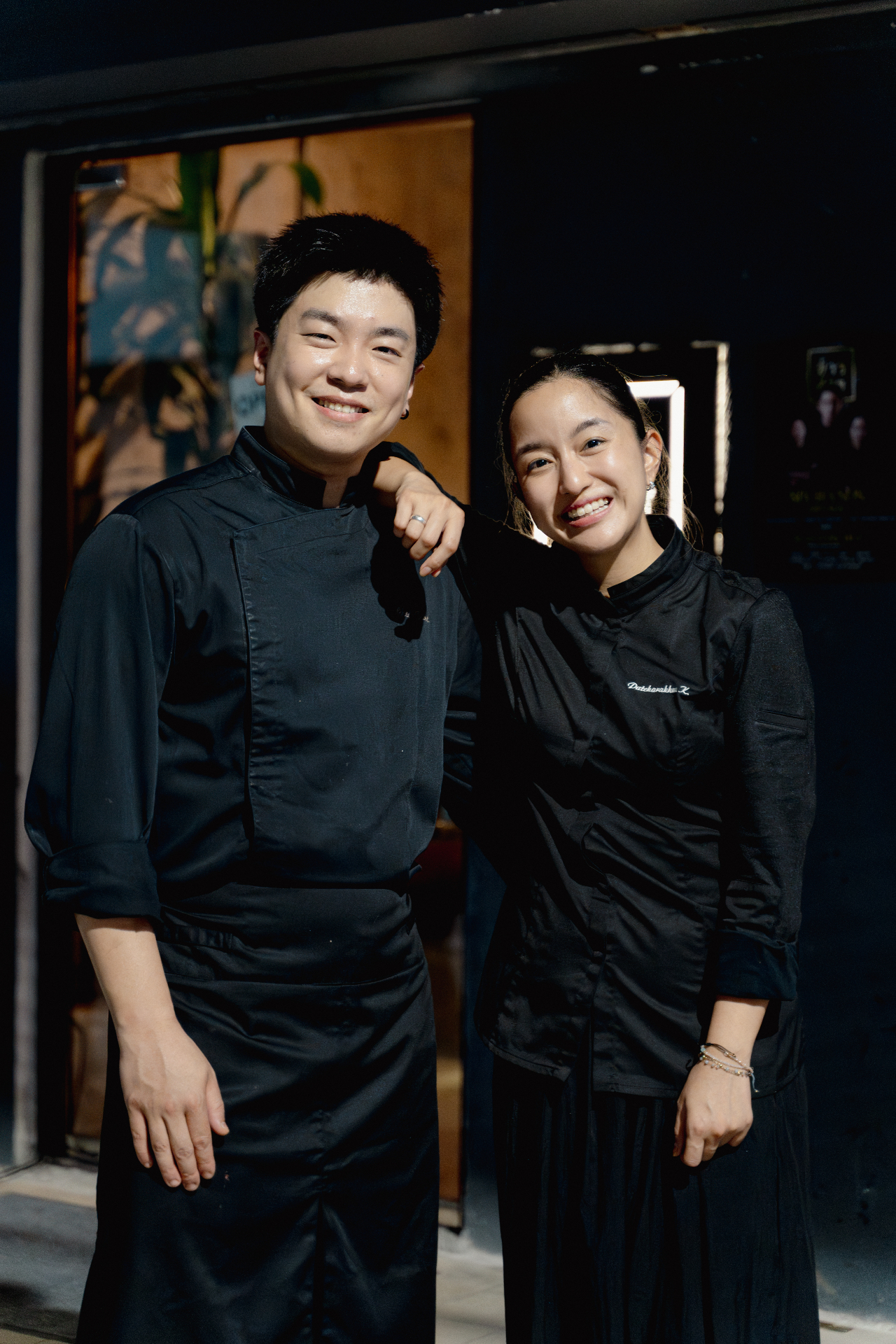 Chef Pond and Chef Toei outside Khaosan Tapas Bar, George Town